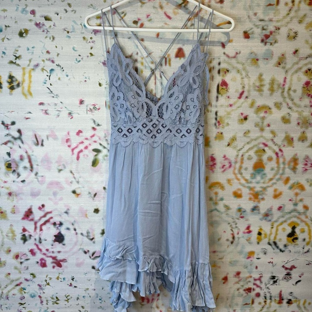 Free People one Adella slip dress in light blue